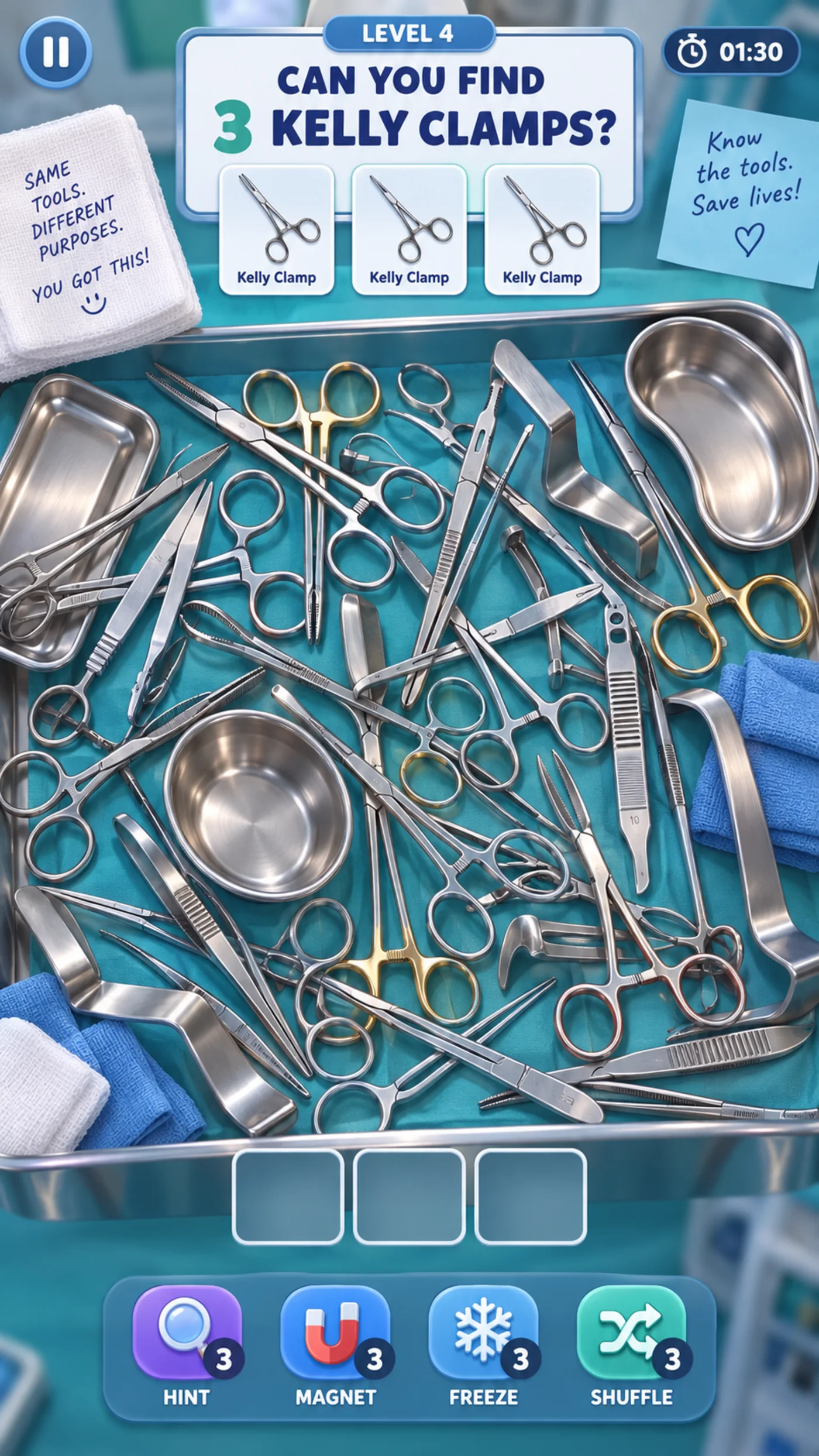 Surgical instrument tray with similar-looking tools being sorted